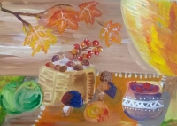 Фролова Стефания, 9  лет, натюрморт с грибами преп Синицына ЮП